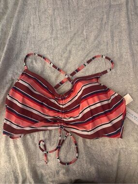 Striped Coral Beach Betty by Miracle Brands Bikini Top NEW NWT size XL